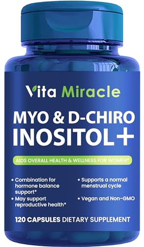 Inositol Supplement Myo-Inositol & D-Chiro Inositol 120 Capsules 2000mg 40:1 Ratio High Vita Miracle uk supplements