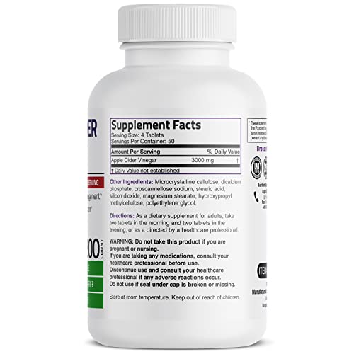 Bronson Apple Cider Vinegar 3000 MG per Serving Extra Strength - Non-GMO, 200 Vegetarian Bronson uk supplements
