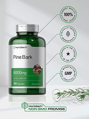 Pine Bark Extract | 6000 mg | 180 Capsules | Standardized to Contain 380 mg Proanthocyan Horbäach uk supplements