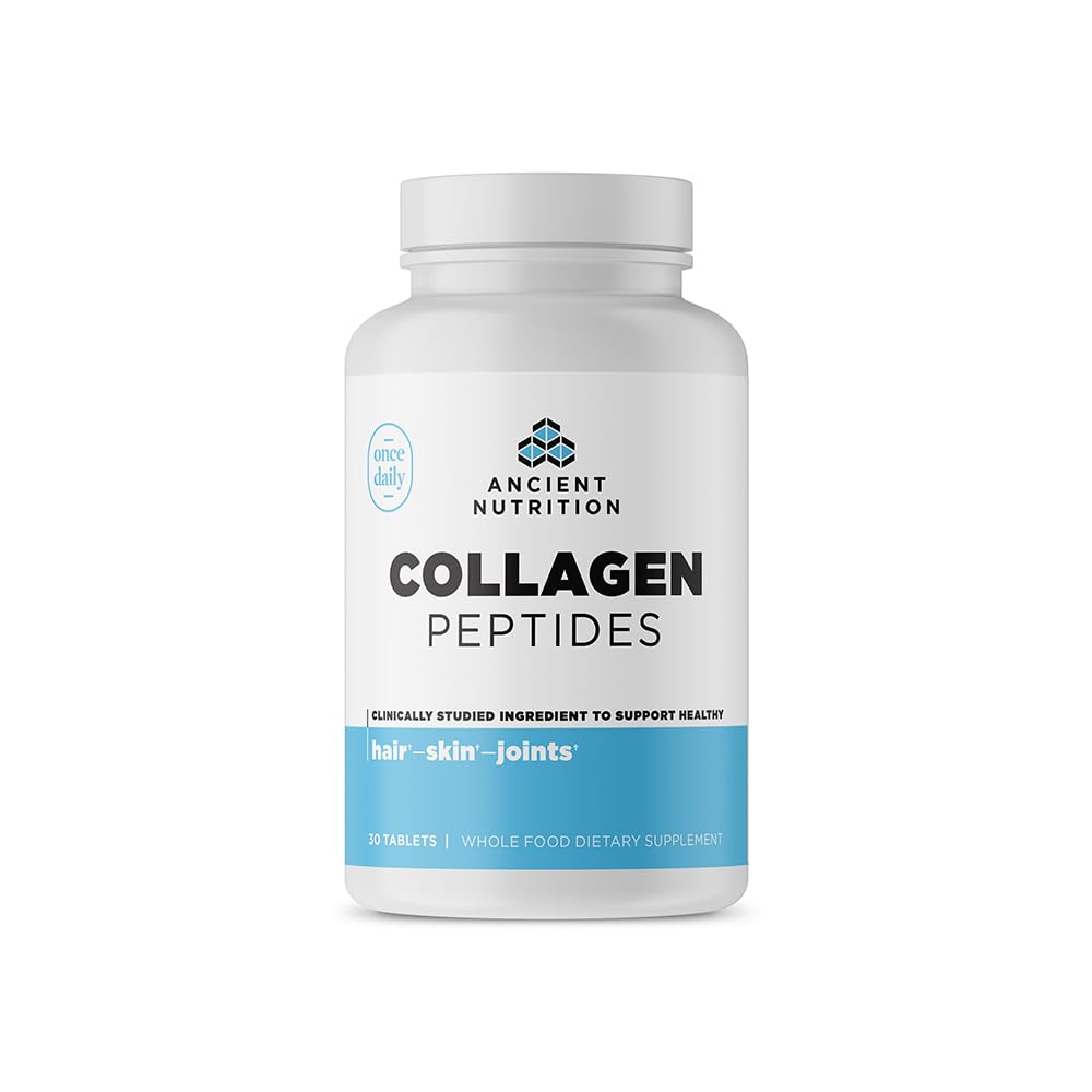 Ancient Nutrition Collagen Peptides, Collagen Peptides Tablets, Unflavored Hydrolyzed Collagen, Supports Healthy Skin, Hair, Joints, Gut, Gluten Free, Paleo, and Keto Friendly, 30 Count Ancient Nutrition uk supplements