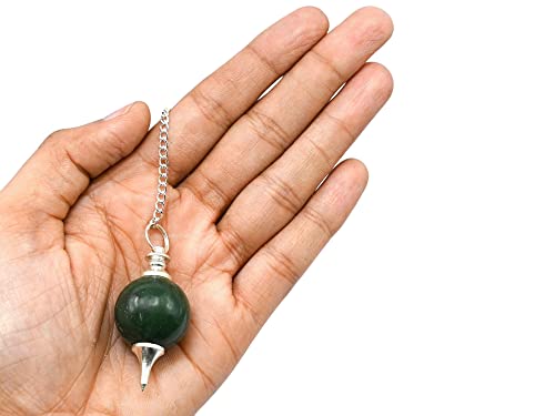 Green Aventurine Crystal Ball Pendulum for Divination - Dowsing Pendulum Necklace with Chain Amazing Gemstone uk supplements
