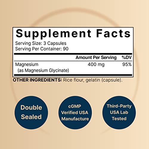 NatureBell Magnesium Glycinate 400mg (Elemental), 270 Capsules – 100% Chelated NatureBell uk supplements