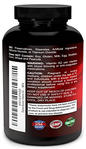 Vitamin K2 (MK7 & MK4) with D3 Supplement - Vitamin K & D as MK-7 100mcg, MK-4 500mcg Divine Bounty uk supplements