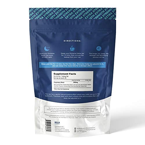 Bella All Natural Extreme Detox Tea - Body Cleanse, Colon Cleanser & Detox, Natural Herbs Bella All Natural uk supplements