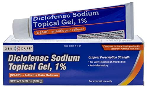 Topical Arthritis Pain Relief Gel Diclofenac Sodium 1% (NSAID) by GeriCare- Hand Wrist Elbow Foot Ankle Knee Extra-Strength Arthritis Pain Reliever- Anti-inflammatory Arthritis Pain Treatment- 3.53oz GeriCare uk supplements