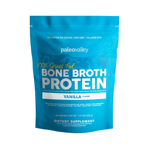 Paleovalley 100% Grass Fed Bone Broth Protein Powder - Vanilla - Rich in Collagen for Hair Paleovalley uk supplements