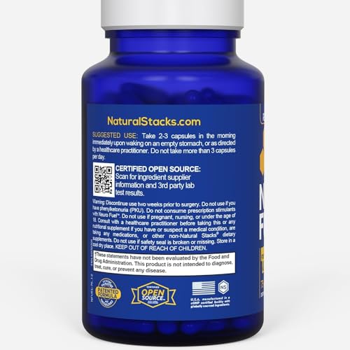 NATURAL STACKS Original NeuroFuel Nootropic Brain Support Supplement - 750mg L-Carnitine & 500mg L-Phenylalanine - Brain Supplement for Memory and Focus* - 75 Focus Pills NATURAL STACKS uk supplements