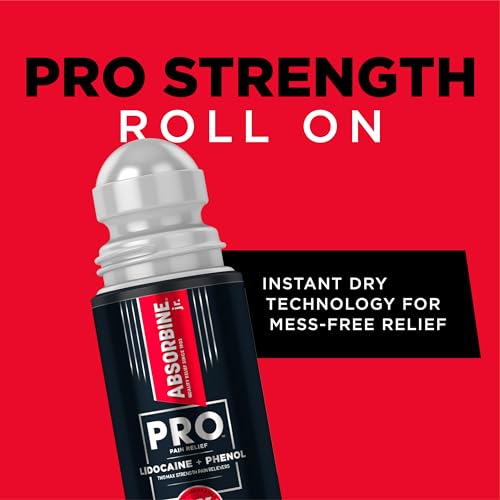 Absorbine Jr. PRO Maximum Strength Lidocaine Roll-On for Targeted Nerve and Muscle Pain Relief, 4% Lidocaine + 1.5% Phenol, Fast Acting & Long Lasting, 2.5 oz ABSORBINE JR. uk supplements