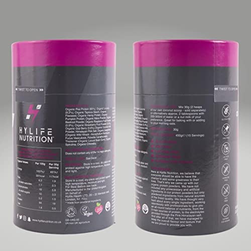 Hylife Nutrition - Organic Protein Powder - Mixed Berry Vegan Protein Powder (450g - 15 Servings) Hylife Nutrition uk supplements