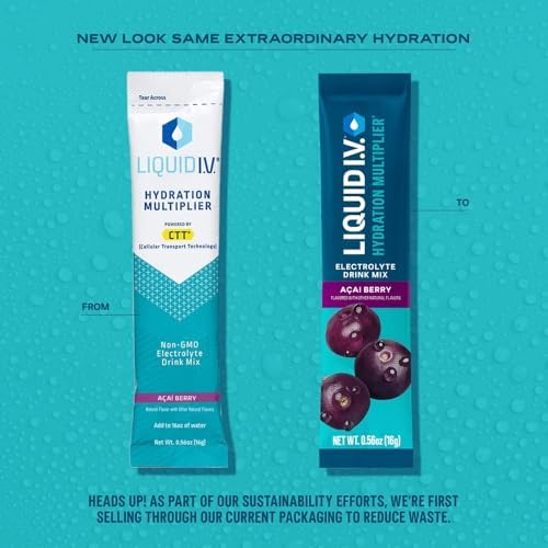 Liquid I.V.® Hydration Multiplier - Acai Berry | Electrolyte Powder Drink Mix | 1 Pack (16 Servings) Liquid I.V. uk supplements