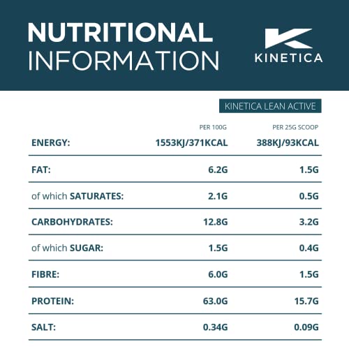 Kinetica Lean Protein Powder, Low Calorie, Grass Fed Whey, 36 Servings, Smooth Chocolate, 900g Kinetica uk supplements