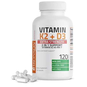 Bronson Vitamin K2 (MK7) with D3 Extra Strength Supplement Bone and Heart Health Non Bronson uk supplements