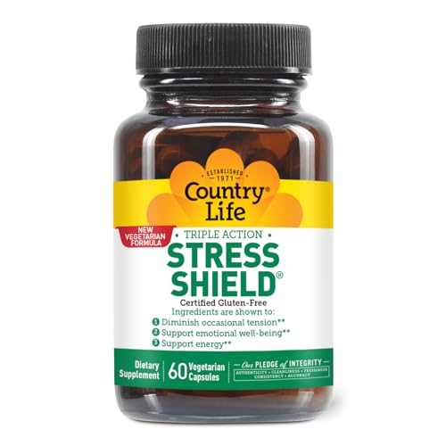 Country Life Stress Shield – Stress & Tension Relief Supplement with Ashwagandha, B-Vitamins for Energy & Emotional Well-Being, Supports Mental Clarity & Resilience, Gluten-Free, Vegan, 60 Capsules Country Life uk supplements