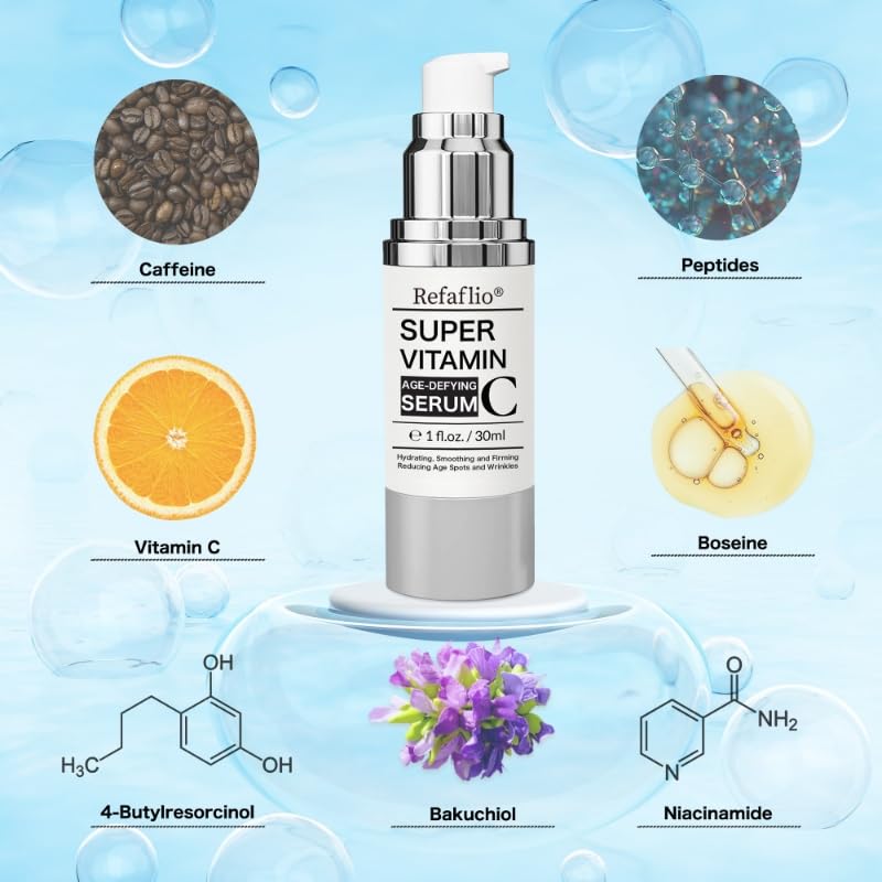 Super Vitamin C Serum for Women over 70, Rapid Anti Aging Cream, Face Lift Cream, Hydrates, Softens, Lifts and Firms, Fights Wrinkles, Advanced Super Serum C 3PCS. (90ml) Refaflio uk supplements