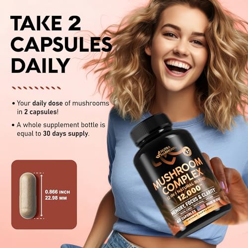 Mushroom Supplement - Organic Lion's Mane | Turkey Tail | Chaga | Cordyceps | Reishi NUTRAHARMONY uk supplements