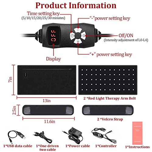NEXTWOOD 660nm and 850nm Infrared Red Light Arm Therapy Wrap Belt with Timer & Brightness Setting Red NEXTWOOD uk supplements
