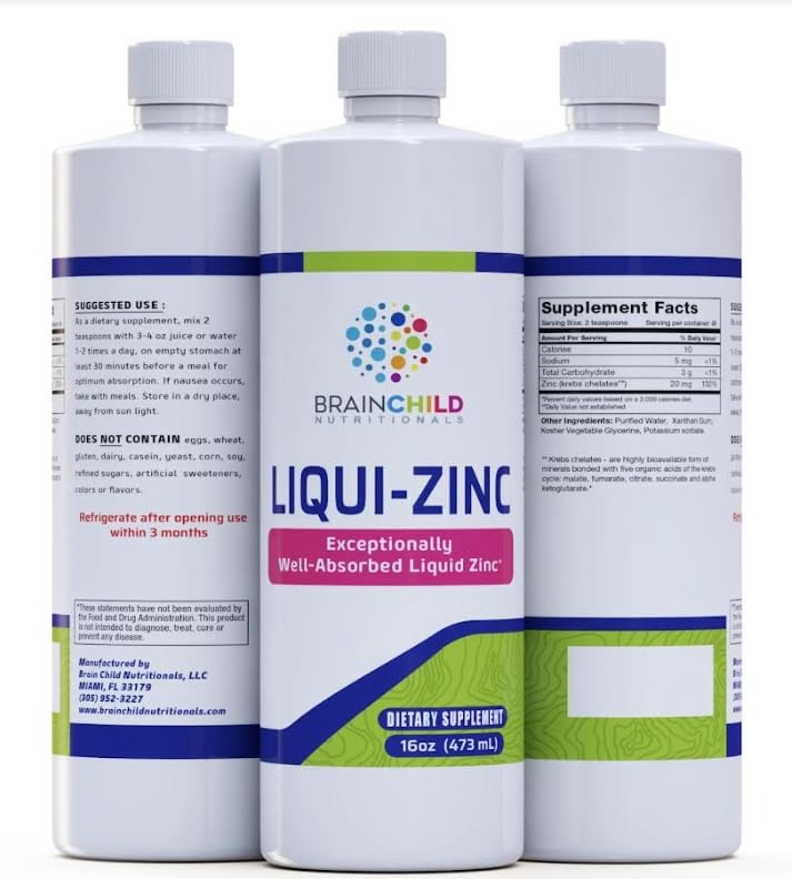 BrainChild Nutritionals LiquiZinc Liquid Formula (Unflavored 16oz) BrainChild Nutritionals uk supplements