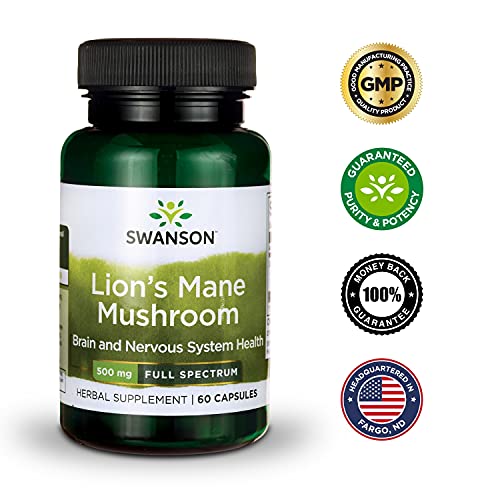Swanson Lion's Mane Mushroom Capsules - 500 mg Each, 60 Capsules Swanson uk supplements