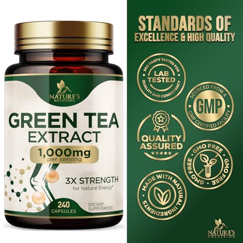 Nature's Green Tea Extract Pills 98% Standardized EGCG 1000mg - 3X Strength for Natural Nature's Nutrition uk supplements
