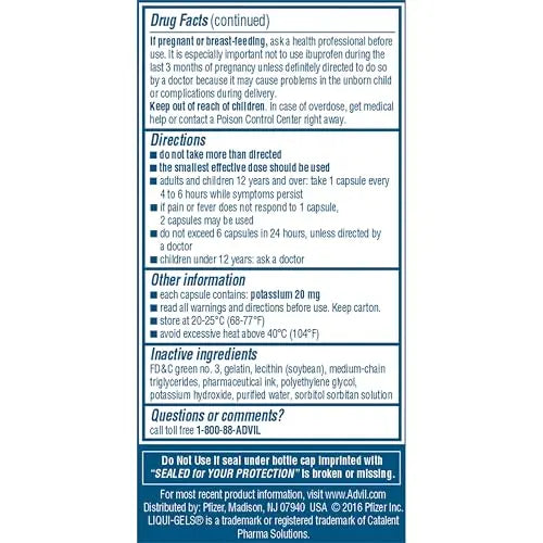 Advil Liqui-Gels Pain Reliever And Fever Reducer, Pain Medicine For Adults With Ibuprofen 200mg For Headache, Backache, Menstrual Pain And Joint Pain Relief - 40 Liquid Filled Capsules Advil uk supplements