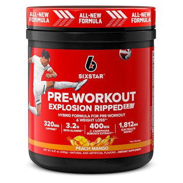 Six Star Pre-Workout Explosion Ripped 2.0 Peach Mango - Endurance Powder with Caffeine Six Star uk supplements