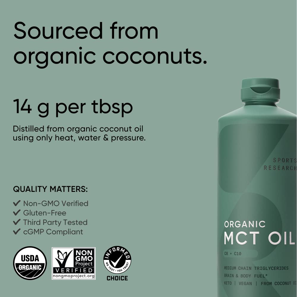 Sports Research Keto MCT Oil from Organic Coconuts - Fatty Acid Fuel for Body Sports Research uk supplements