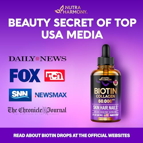 Liquid Biotin & Collagen - Vitamins for Hair Growth Support for Women & Men NUTRAHARMONY uk supplements