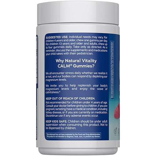 Natural Vitality Calm Magnesium Gummies | 330mg Per Serving | Raspberry Lemon Flavored Supplement | Gluten-Free & Vegan | 240 Count Natural Vitality uk supplements