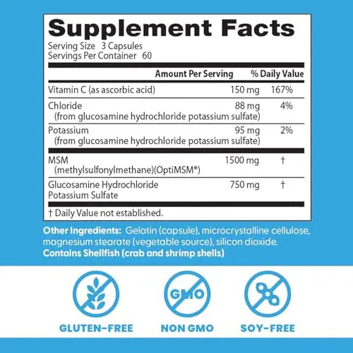Doctors Best Synergistic Glucosamine MSM Formula, Joint Support, Non-GMO, Gluten Free, Soy Free 180 Capsules Doctor's BEST uk supplements