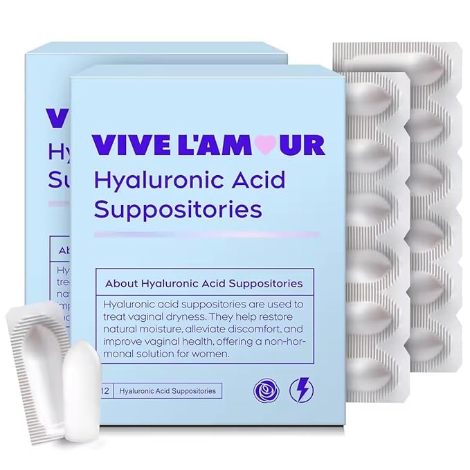 Vive L'Amour 15mg Hyaluronic Acid Vaginal Suppositories (2-Pack, 24 Count), Vaginal Moisturizer, Continuous Hydration, Relieves Vaginal Dryness, Restores Natural Softness & Elasticity, Vaginal Health Vive L'Amour uk supplements