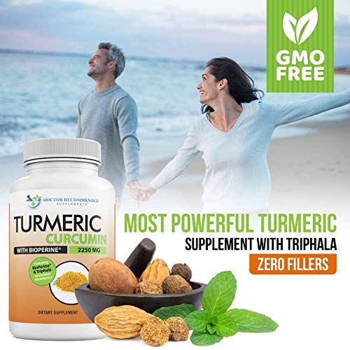 Turmeric Curcumin - 2250mg/d - 95% Curcuminoids - 180 Veggie Caps with Black Pepper DOCTOR RECOMMENDED SUPPLEMENTS uk supplements