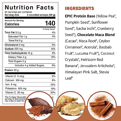 Sprout Living Epic Protein, Plant Based Protein & Superfoods Powder, Chocolate Maca Sprout Living uk supplements