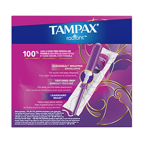 Tampax Radiant Tampons Multipack, Regular/Super/Super Plus Absorbency, With Leakguard Braid Tampax uk supplements