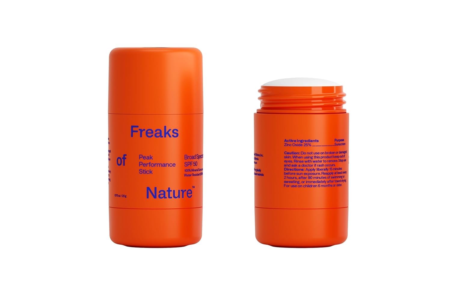 Peak Performance Sun Stick SPF 50 | 100% Mineral Sunscreen | Lightweight, 40-Min Water-Resistant | Plant-Based, Eco-Friendly, Reef-Safe, Cruelty-Free | All Skin Types | 0.70 oz | Pack of 2 Freaks of Nature uk supplements