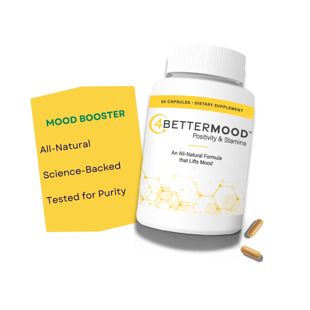4BETTERMOOD Positivity & Stamina Capsule (30ct) Premium Mood Supplement - Enhance Mood & Promote Emotional Balance - Rhodiola, L-Theanine. Bocopa monnnieri, Velvet Bean, Skull Cap & Ashwaganda. 4BETTERMOOD Positivity & Stamina uk supplements