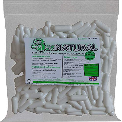 Bee-natural Kosher Pure Marine Hydrolyzed Collagen 1000mg 180 Capsules Bee-natural uk supplements