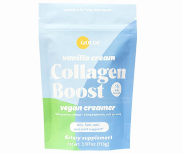 GOLDE - Collagen Boost Vegan Creamer - Vanilla Cream - Plant Based Collagen Supplement w/Hyaluronic Acid, Biotin, & Bamboo Extract - Zero Sugar - Supports Hair, Skin, & Nail Health - 15 Servings GOLDE uk supplements