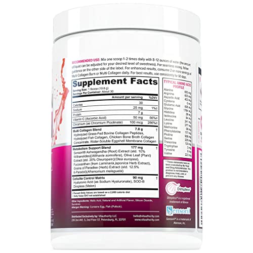 Multi Collagen Burn: Multi-Type Hydrolyzed Collagen Protein Peptides with Hyaluronic Acid Vitauthority uk supplements