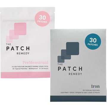 The Patch Remedy Period Patch & Iron Patches Kit - 30 PMS Menstrual Patches for Women with Vitex Chasteberry, Magnesium, Evening Primrose Oil, Dong Quai Extract, Curcumin, Vitamin B6 & E, Iron The Patch Remedy uk supplements