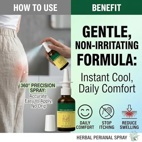 Herbal Hemorrhoid Relief Spray - Fast Acting Relief for Anal Swelling, Itching & Pain, Soothing Perianal Nursing Spray for Discomfort, Natural Plant-Based Formula, 30ML / 1 FL.OZ Aus Healthcare uk supplements