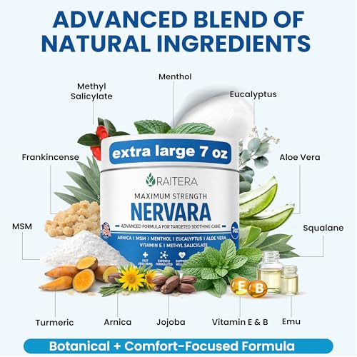 Raitera Neuropathy Cream – Extra Strength for Feet, Hands, Legs, Toes – Advanced Cooling Non-Greasy Fast Absorbing Formula - Natural Ingredients Frankincense, Arnica, Aloe Vera, Turmeric, MSM Raitera uk supplements