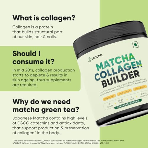 Collagen Supplements for Women & Men, 30 Servings, 150 GM | 100% Vegan Collagen Powder Tencha uk supplements