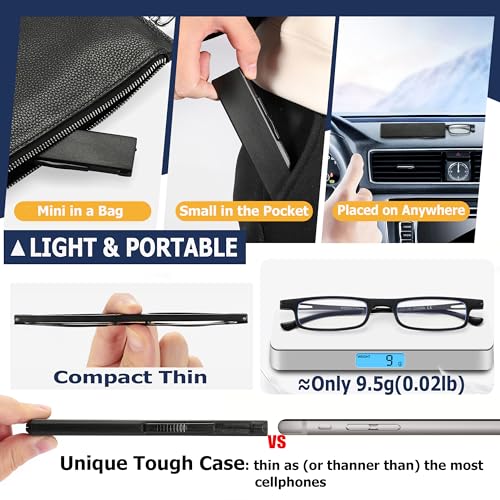 TOVEEN 2 Pack Compact Reading Glasses Anti Blue Light UV, Ultra-thin Slim TR90 Readers TOVEEN uk supplements