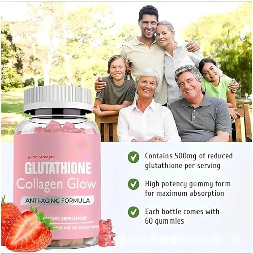 Glutathione Collagen Gummies,Glutathione Collagen Glow Gummies for Dark Spot,60 Pieces NNOVAT uk supplements