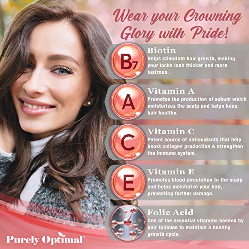Premium Hair Vitamins Supplement-Gummy Vitamins w/Biotin, Folic Acid, Vitamins A&D Purely Optimal uk supplements