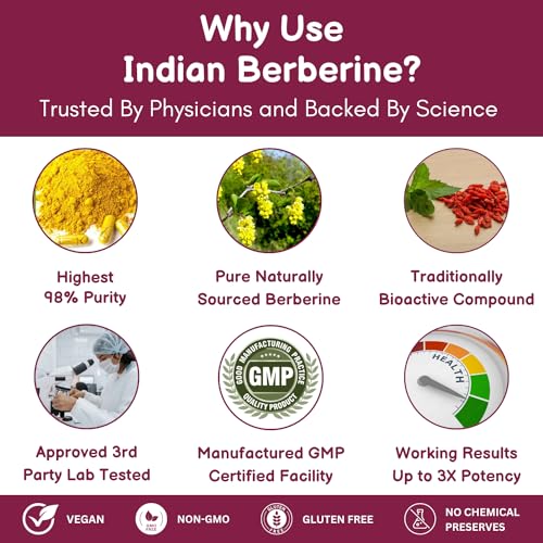 SHRISHA HERBAL Indian Berberine 1500mg - Berberine HCl 500mg Per Capsule - Support SHRISHA HERBAL uk supplements