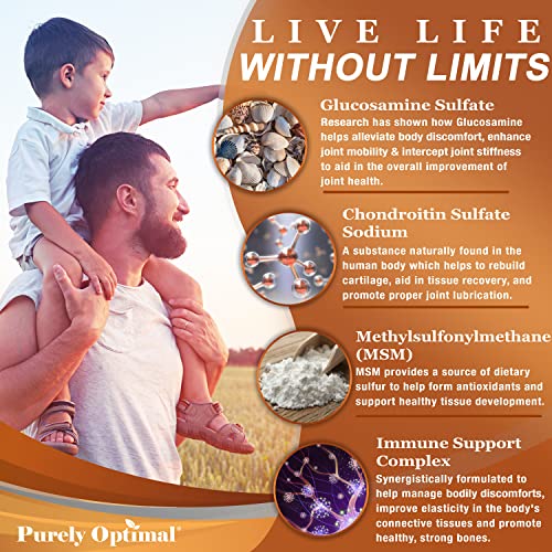 Purely Optimal Premium Glucosamine Chondroitin MSM Supplement Tablets w/Turmeric Purely Optimal uk supplements