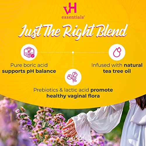 vH essentials Boric Acid + Tea Tree Vaginal Suppositories - Prebiotics Formula with Lactic Acid vH essentials uk supplements