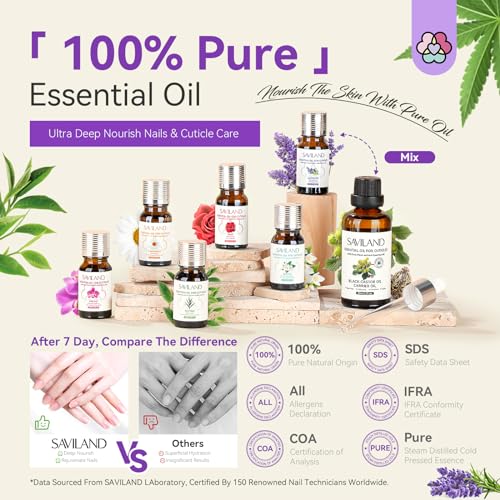 SAVILAND Essential Oils for Cuticle Nails: 100% Pure Natural Essential Oil Tea Tree Lavender Jasmine SAVILAND uk supplements