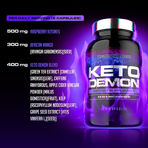 Keto Demon – Hardcore Keto Pills – Use with The Keto Diet – Packed with Raspberry Ketones Demon Labz uk supplements